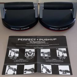 EXERCISE EQUIPMENT – BODYREV PERFECT PUSHUP ROTATING STANDS FOR CORE STRENGTH TRAINING & BUILD & TONE UPPER BODY + INSTRUCTION & SCHEDULE SHEET