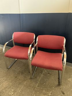 Pair of Steelcase chrome armchairs