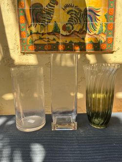 Set of 3 Tall Glass Vases