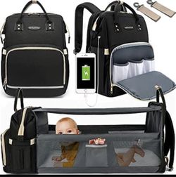 Baby Portable Bed Diaper Bag Backpack Expandable Baby Portable Bed with Changing Station