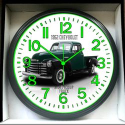 1952 Chevy Chevrolet Pickup Truck Glow In The Dark Wall Clock New!