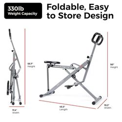 Sunny Health & Fitness Smart Row-N-Ride Glute & Leg Trainer, Foldable Squat Assist Rower with Exclusive SunnyFit App Connection