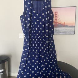 Forever 21 Blue And White Polkadot Summer Dress