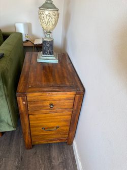 Solid Wood End Table with Two Drawers