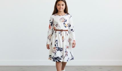 Angashion Dress Girl’s Size LARGE Casual Floral A-Line Swing Skater Dress
