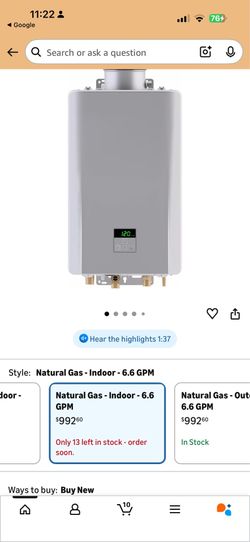 Rennai Tankless Water heater