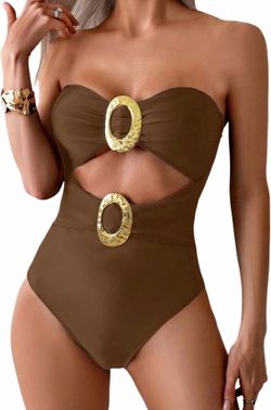 GORGLITTER Women's Strapless High Cut One Pieces
