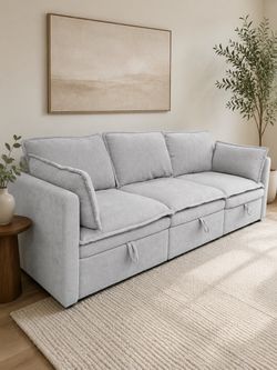 Modern Modular Sofa — 3 Separate Seats + Built-In Storage!
