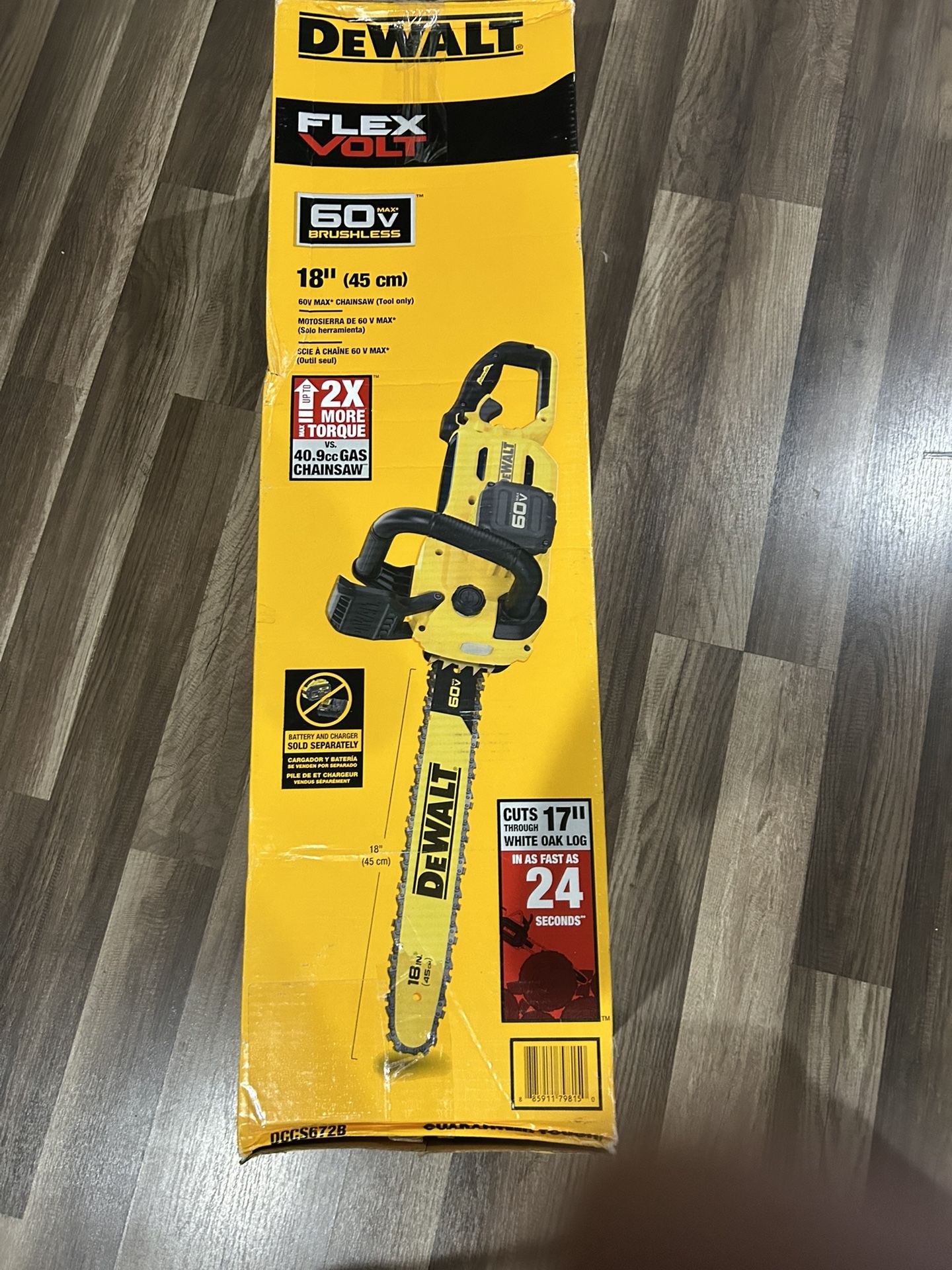 DeWalt FlexVolt 60v 18 In Brushless Cordless Battery Powered Chainsaw (Tool Only