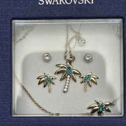Swarovski Lime Palm Tree Jewelry Set
