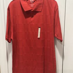 NWT EZ’s Haggar Mens’ Burnt Orange Cotton Blend Polo Shirt, Size L
