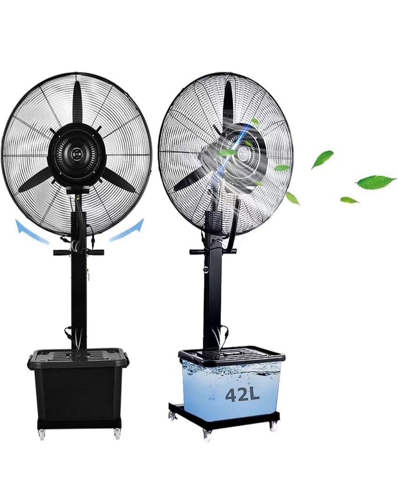 Outdoor Island Misting Fan, 3 Cooling Speeds Pedestal Fan with 11 Gallon Tank, Art Deco Pedestal Fan for Backyards, Patios and More, 90° Oscillation,