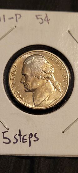 1991-P Jefferson Nickel Choice Uncirculated 5 Full Steps Strike ✨