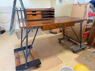 Pottery Barn Desk & Secretary — Heavy Duty Solid Wood & Steel