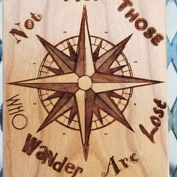 Compass design laser engraved wood case for iPhone and Samsung Galaxy