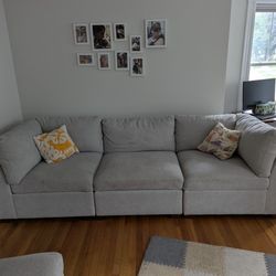 White Modular Sectional with Electric Footrests + Storage Ottoman 
