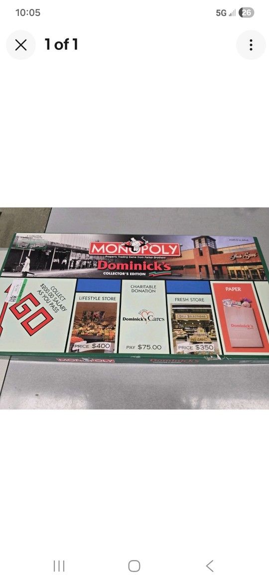 DOMINICKS GROCERY STORE MONOPOLY GAME