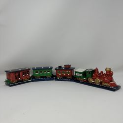 Vintage Mann Ceramic Christmas Train Set of 4 Cars Pieces - 1982, 80s
