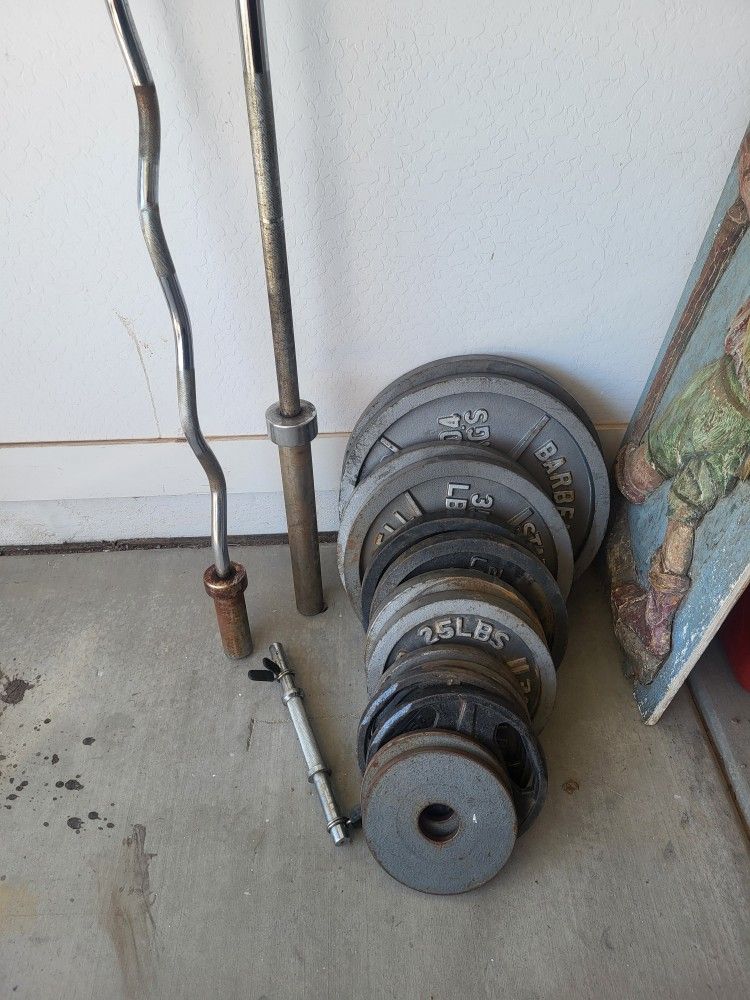 Assorted Free Weights Iron to Neoprene And Bars