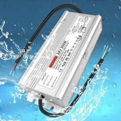 24V 350W IP67 Waterproof Outdoor Power Supply, AC 90-140V to DC 24 Volt LED Driver, 14.58A Low Voltage Transformer