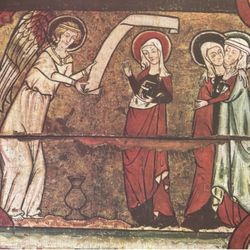 ANNUNCIATION Original Vintage Poster Norway Antique Fine Art Print Stave Church Collectible 1950’s Italy Printed Enthroned Norwegian Ephemera