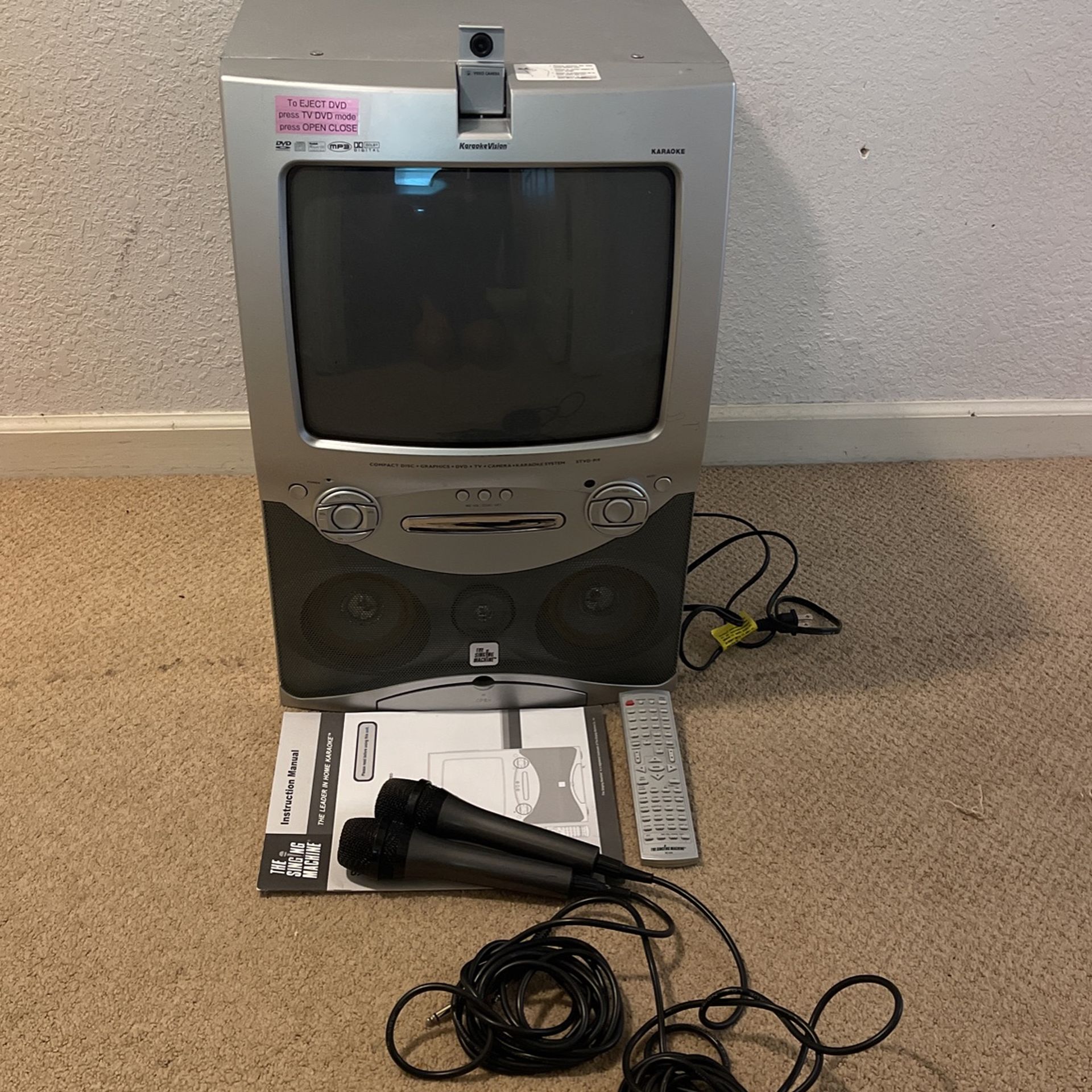 The Singing Machine Karaoke Machine With 2 Mics And Instruction Manual 🎤