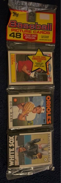 1985 Topps Baseball Unopened Rack Pack 49 Cards + Tom Herr All-Star