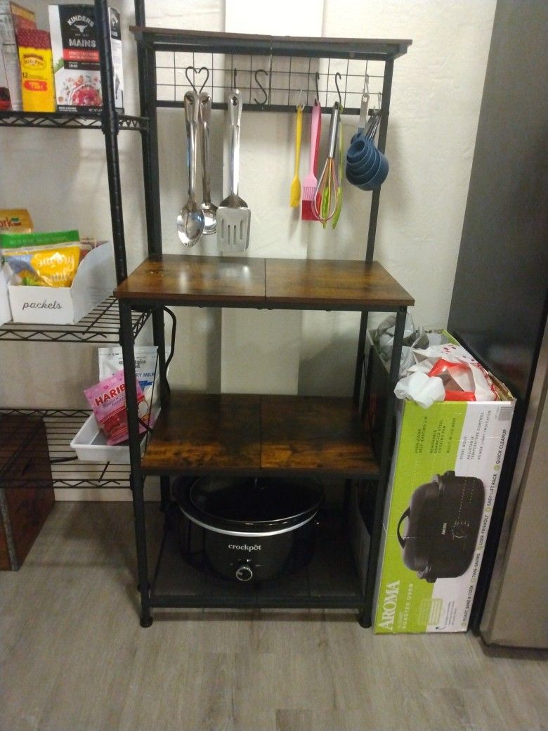 Baker's Rack /Kitchen Storage with Hanging Hooks