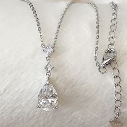 NEW! 2CT.  Pear Cut, Certified Moissanite Gemstone Pendant Necklace, Please See Details 🌹