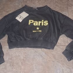 Zara Paris girls youth distresses sweater new