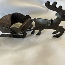 Metal Reindeer Sleigh / Candle Holder 