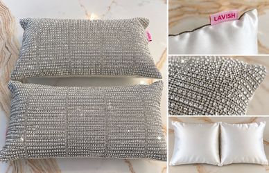 2 Lavish Brand Crystal Accent Pillows