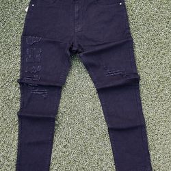 Mens Black Distressed Streetwear Jeans