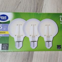 Great Value LED Bulb, 2.5-Watt (25W Equivalent) G25 Deco BulbsE26 Base, Softwhite. Price Per Box. Several Boxes Available