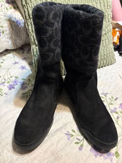 Coach Black Suede Mid-Calf Winter Boots