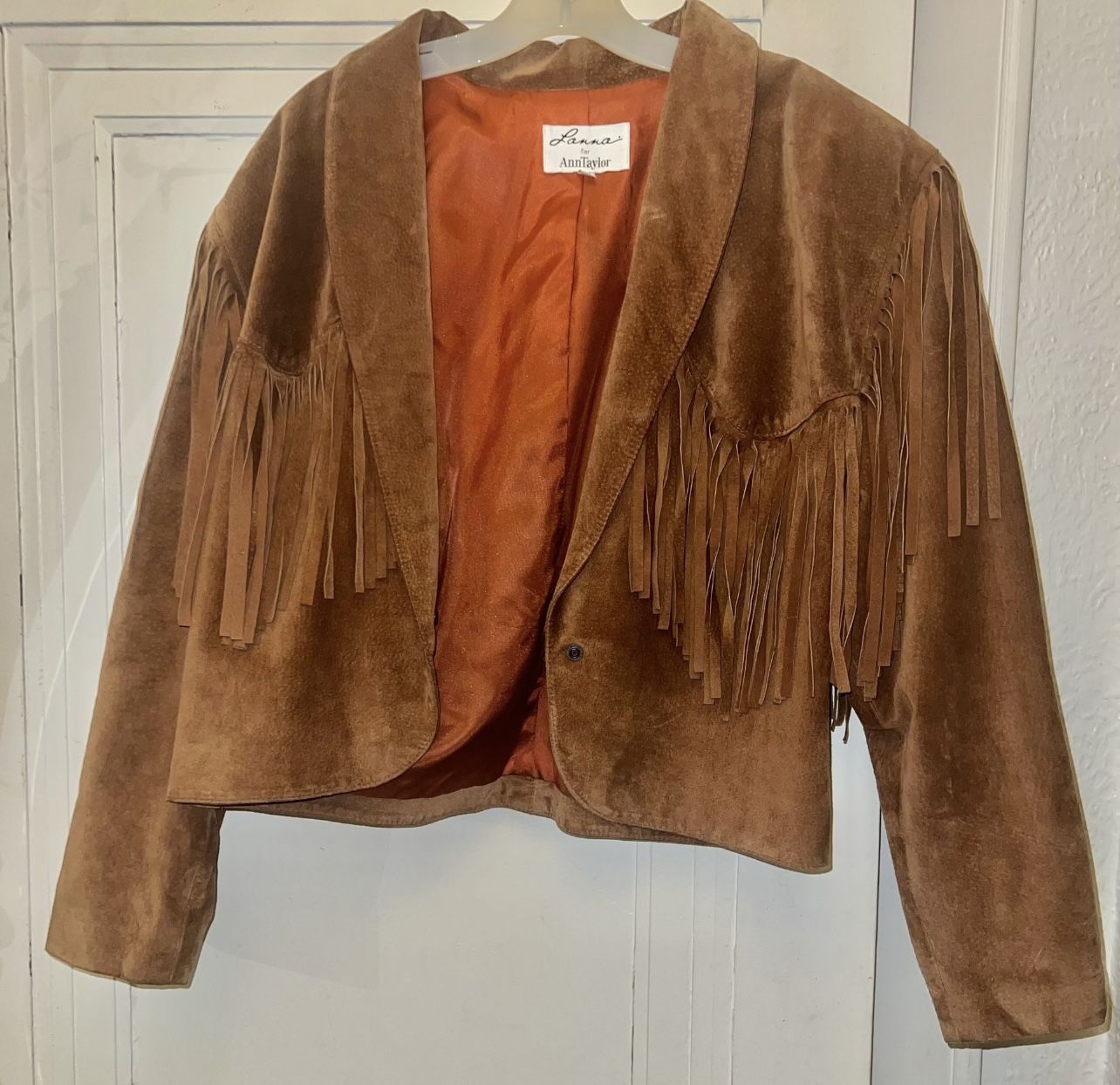 Vintage Lanna for Ann Taylor Leather Suede Fringe Jacket - Size L