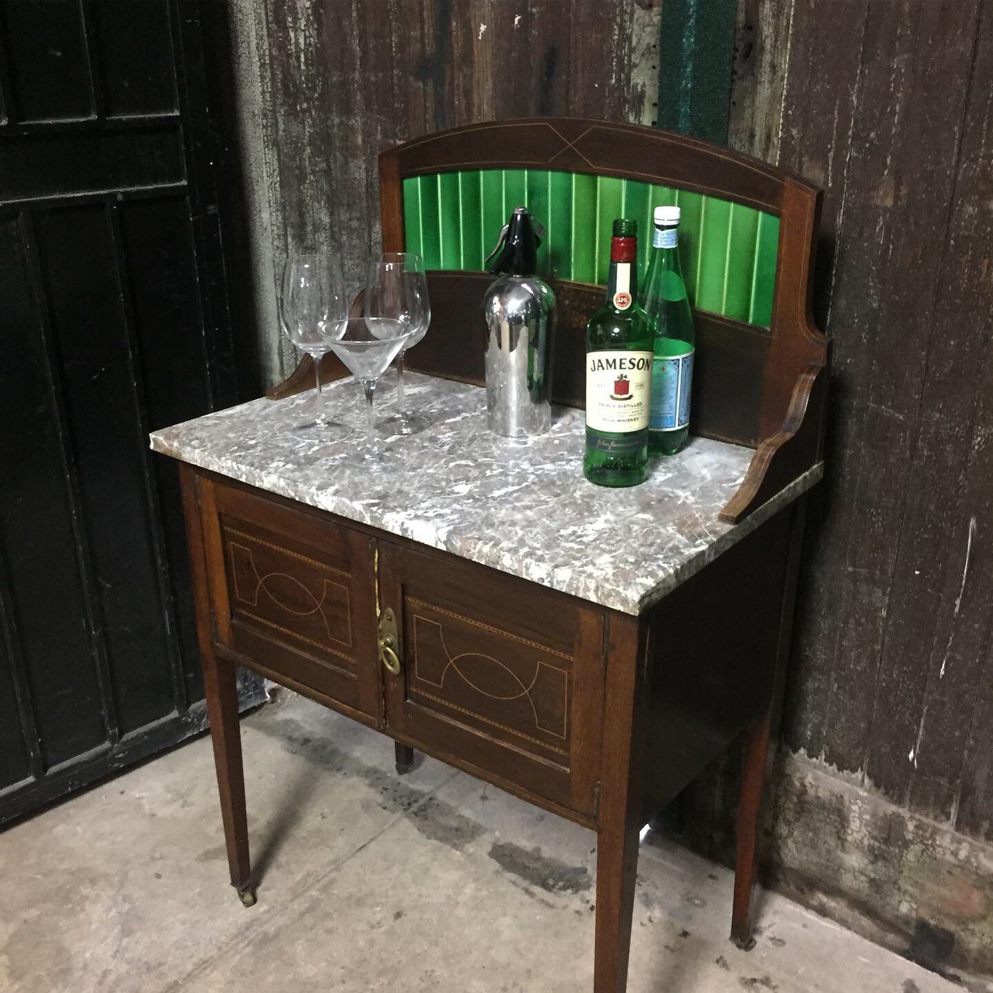 Antique marble table cocktail bar