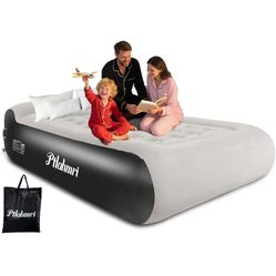 Air Mattress 16″ Comfort Air Mattress Queen with Built in Pump Portable Full air Mattress 600lb Weight Capacity,Pillow Design is Suitable for Camping 