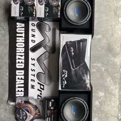 COMBO CAR AUDIO TRUCK 2 SPEAKER MIDS 2 SUBWOFER WITH BOX AMPLIFIER 1600.4  RMPRO KIT INSTALATION