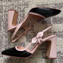 Kate Spade Adelaide Pumps slingback beige black Size 9.5 