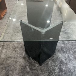 Tempered Glass Dining Room Table with X Base