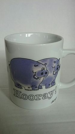 George Good Coffee Mug - Two Purple Hippo's - HIP HIP HOORAY! Made in Japan