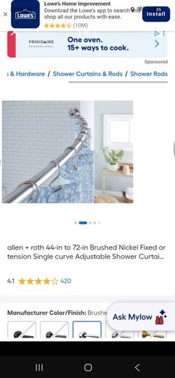 Shower curtain rod brushed nickel tension hold