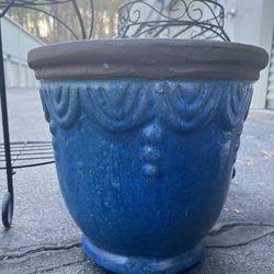 Beautiful Blue Extra Large Handmade Planter