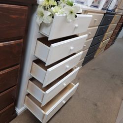 Dresser White 5 Drawers New Pinewood $265