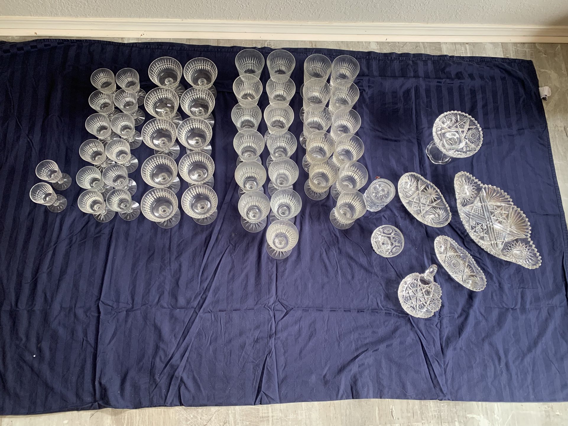 Antique Crystal Goblets And Serving Dishes