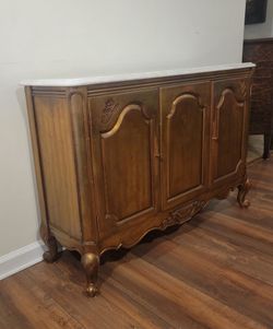 Vintage Louis XV Style Marble Top Buffet