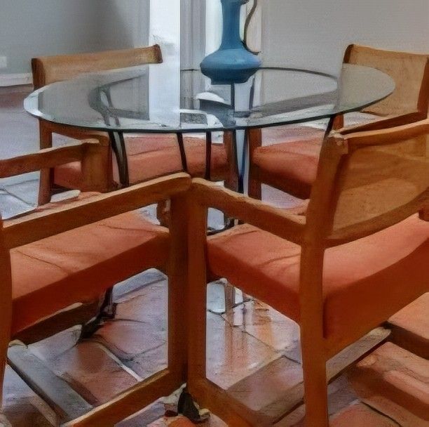 Glass Top Kitchen Table With Black Iron Base