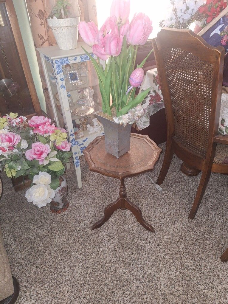 Antique Table With Flower Vase