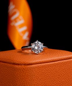 Round Cut 2 Carat Size 7 Moissanite platinum finished rings 90% off retail
